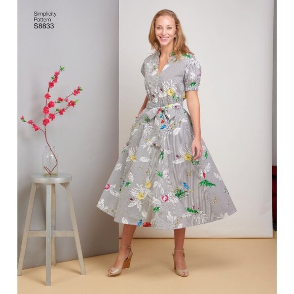 Simplicity Sewing Pattern 8833 Dress Pullover Tie Belt Misses Size 6-14 - Picture 4 of 4